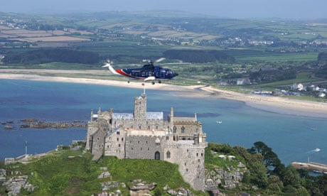 Scilly Island helicopter taking off