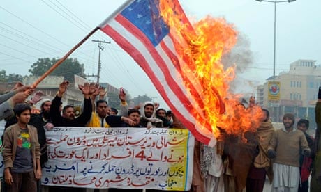 Pakistani demonstrators shout slogans be