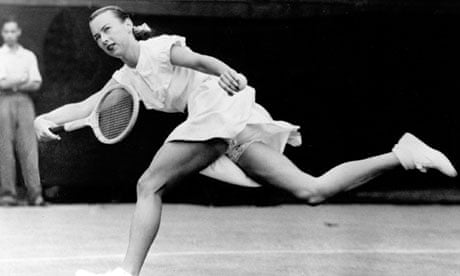 Gussie Moran at Wimbledon in 1949