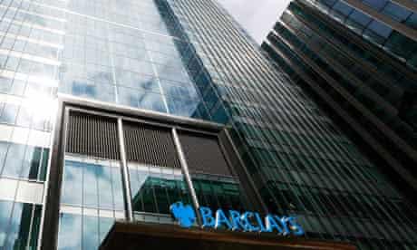 Barclays bank headquarters is seen in Canary Wharf