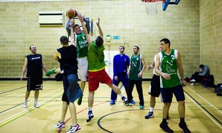 Luthuanian basketball team, London Žalgiris, practise in Barking, London.
