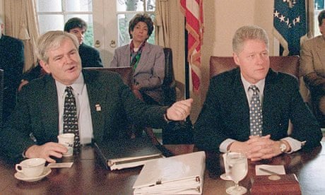 Newt Gringrich and Bill Clinton during the 1995 shutdown … it proved seriously damaging to both of t