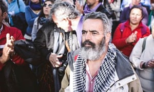 Juan Manuel Sánchez Gordillo, mayor of Marinaleda, attending a protest in Seville.