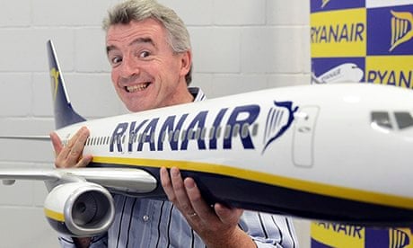 Michael O'Leary with model Ryanair plane

