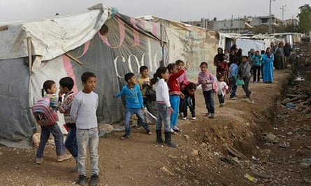 Syrian refugee children at Delhamiyeh, Lebanon, earlier this month.