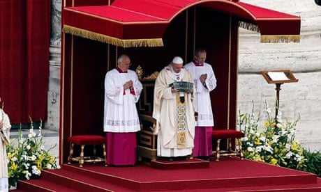 Pope Francis holds the relics of the Peter o