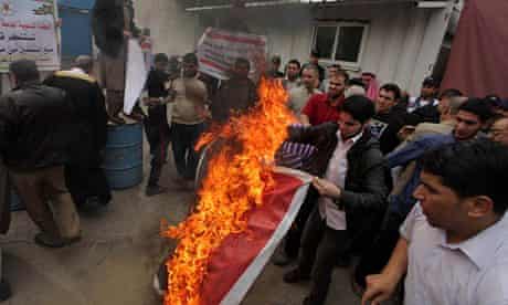 Palestinians burn Angola's flag