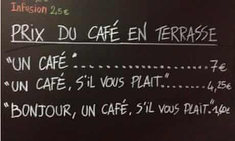 Paris Olympics The menu outside the Petite Syrah in Nice. Photograph: NiceMatin Resistance via Twitter