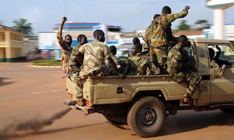 Soldiers patrol streets of Bangui in the Central African Republic