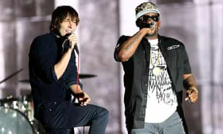 R Kelly guests with Thomas Mars of Phoenix at the 2013 Coachella festival.