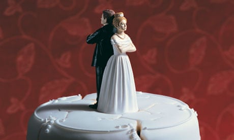 A Wedding Cake, bride and groom standing back to back