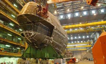 Work on a section of the first Astute class submarine