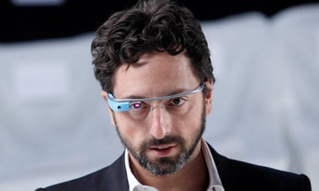 Google's Sergey Brin wearing Google Glass at New York fashion week.