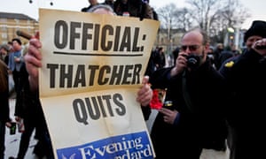 Brixton residents celebrate Thatcher's resignation in 1990.