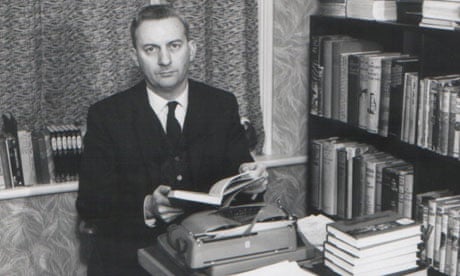 Writer Basil Copper at his desk, with typewriter