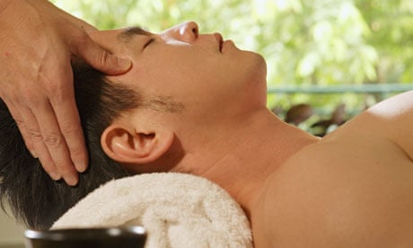 Man head massage at spa