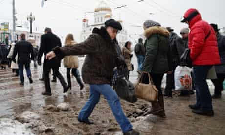 Moscow streets … not built for melting snow.