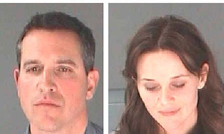 A combination photo shows Reese Witherspoon and her husband James Toth after their arrest in Atlanta