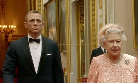 Daniel Craig as Bond and the Queen as the Queen