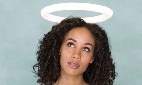Girl with halo over head 