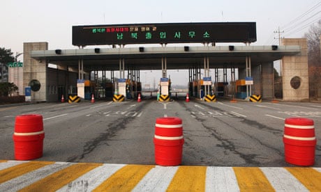The roadblocks are raised at the entrance to Kaesong, on the South Korean side.
