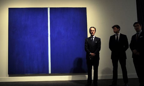 Barnett Newman's Onement VI on display at Sotheby's in New York.