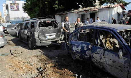Lebanese police inspect rocket damage