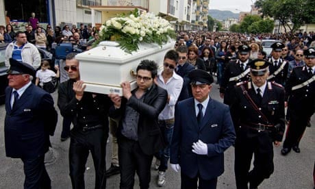 The funeral of Fabiana Luzzi, a teenage girl allegedly killed by her boyfriend.
