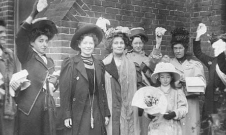 Emmeline Pankhurst, the English suffragette celebrating with Christabel Pankhurst and others after b