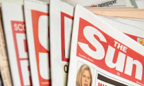 English national newspapers with The Sun newspaper