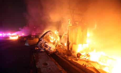 Cars and vehicles burn in Ecatepec, Mexico