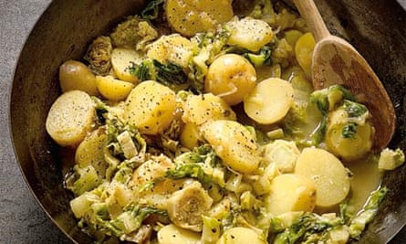 Hugh Fearnley Whittingstall's braised new potatoes and lettuce