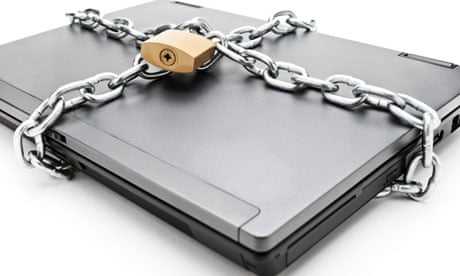 Heavy chain around a laptop