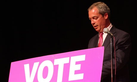 Leader of UK Independence Party Nigel Farage speech met by protesters