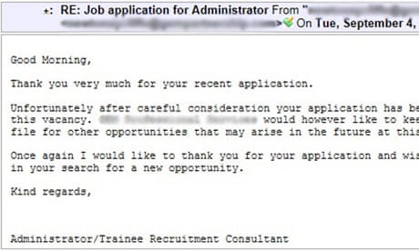 job rejection email