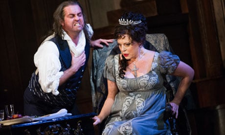 Scott Hendricks (Baron Scarpia) and Martina Serafin (Floria Tosca) in Tosca at the Royal Opera House