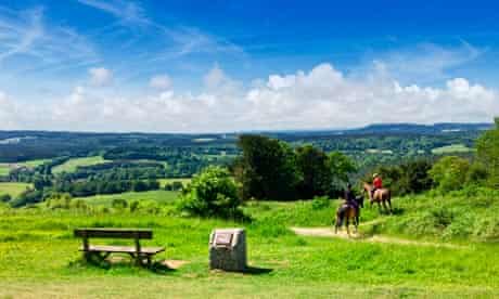 Horse riders on the North Downs Way in Surrey