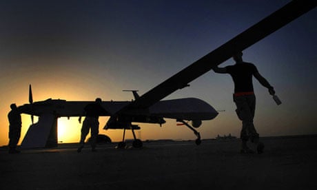 An US Air Force drone is prepared for a mission - MQ-9 Reaper unmanned aerial vehicle for a mission