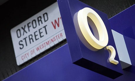 An O2 shop sign on Oxford Street