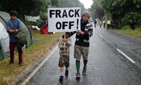 Anti-fracking protesters in Balcombe, West Sussex 