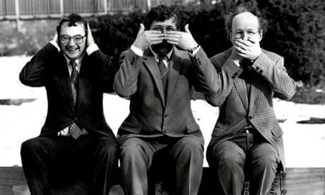 Ian Mccaskill, Bill Giles and Michael Fish put on a united front for the media in 1985.