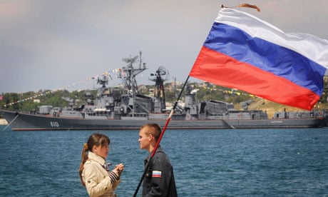The Russian destroyer Smetlivy, seen in the background in 2008