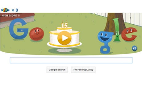 Google's doodle to celebrate its 15th birthday