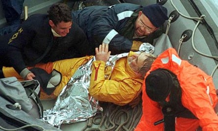 British sailor Tony Bullimore being rescued in 1997