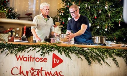 Heston Blumenthal cooks on a live webcast on the Waitrose YouTube channel, hosted by Phillip Schofie