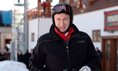 President Vladimir Putin prepares to ski in Krasnaya Polyana, near Sochi.