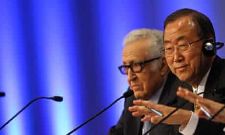Bank Ki-moon and Lakhdar Brahimi in Montreux