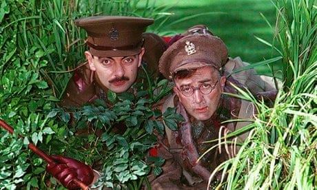 Rowan Atkinson as Blackadder and Tony Robinson as Baldrick in Blackadder Goes Forth, 1989.