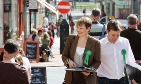 Former Green party leader Caroline Lucas, out on the general election campaign trail in Brighton