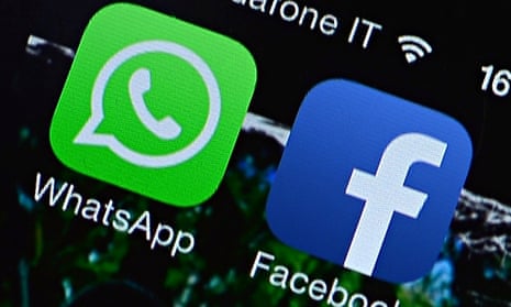 The Facebook and WhatsApp applications on a mobile phone